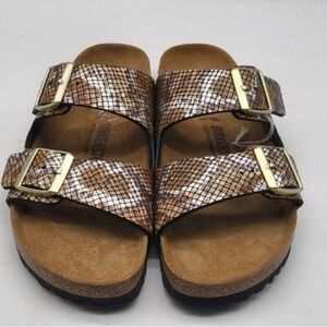 Birkenstock Arizona Sandals python snake skin pattern